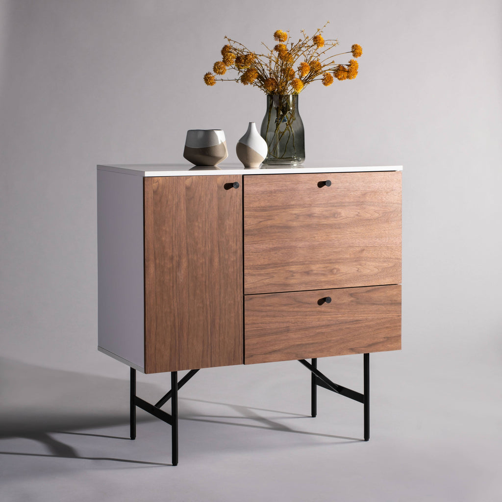 Walnut White Black Wood Chest H462796