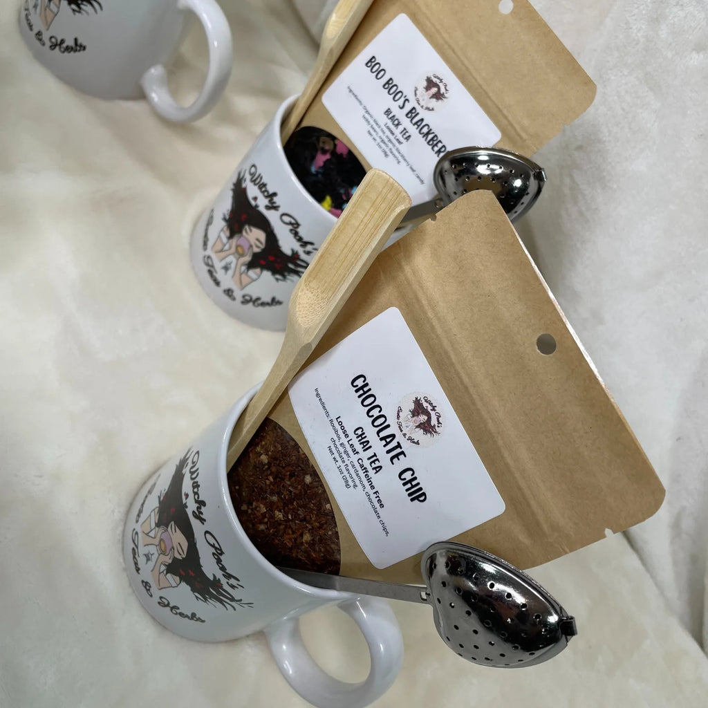 Mint Chocolate Mocha Herbal Tea Gift Mug Set with Heart Infuser F207166