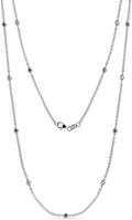 London Blue Topaz and Diamond 13 Stations Necklace in 14K White Gold P75015