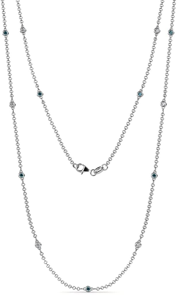 London Blue Topaz and Diamond 13 Stations Necklace in 14K White Gold P75015
