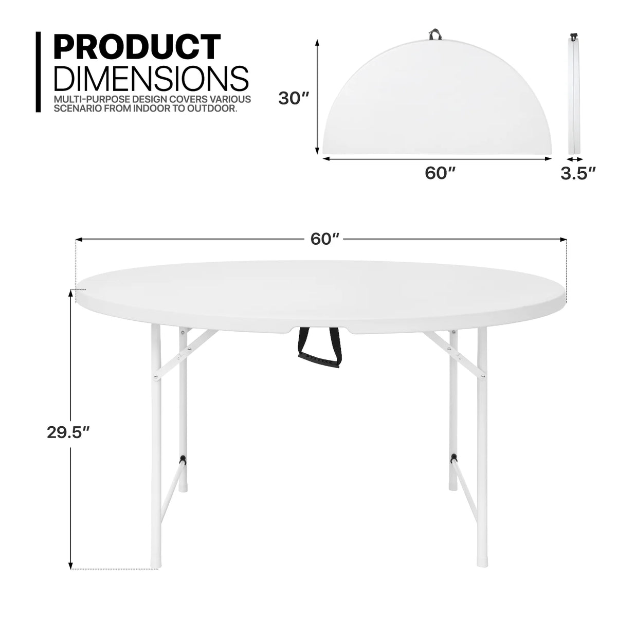 11 Pieces 5 Ft White Bi-Fold Plastic Folding Table Set with 10 Folding Chairs O30287