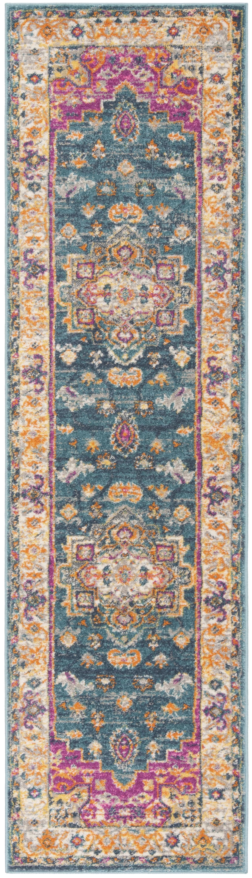 Blue Multi Floral Runner Rug 2'3" x 10' B25524