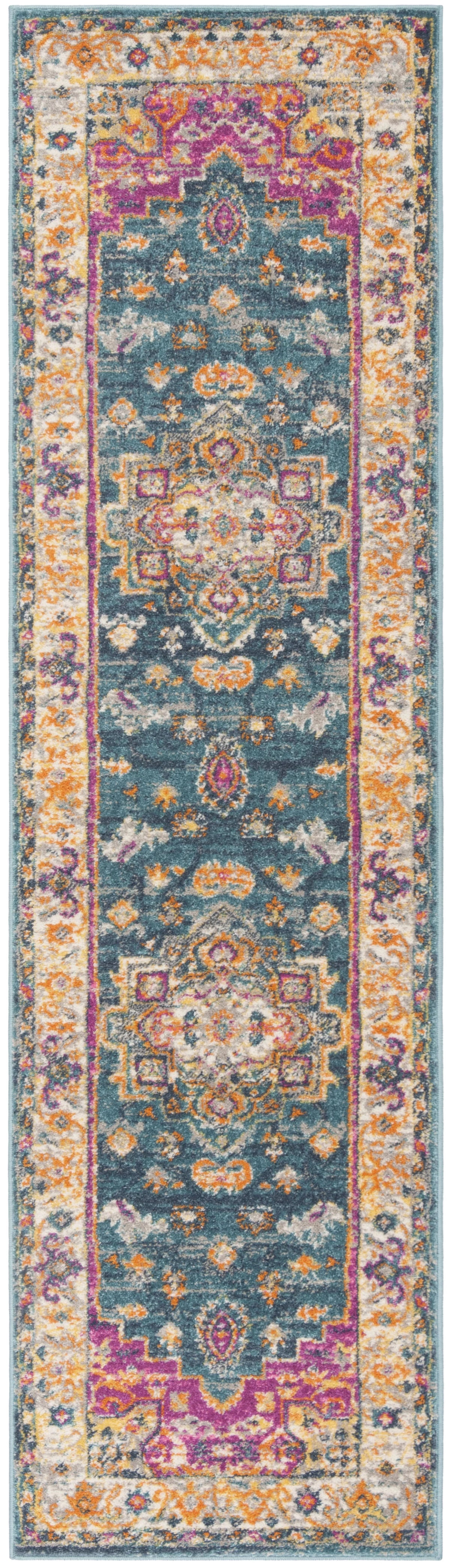 Blue Multi Floral Runner Rug 2'3" x 10' B25524