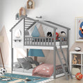 Gray Wood Kids House Bed with Roof and Ladder I710653