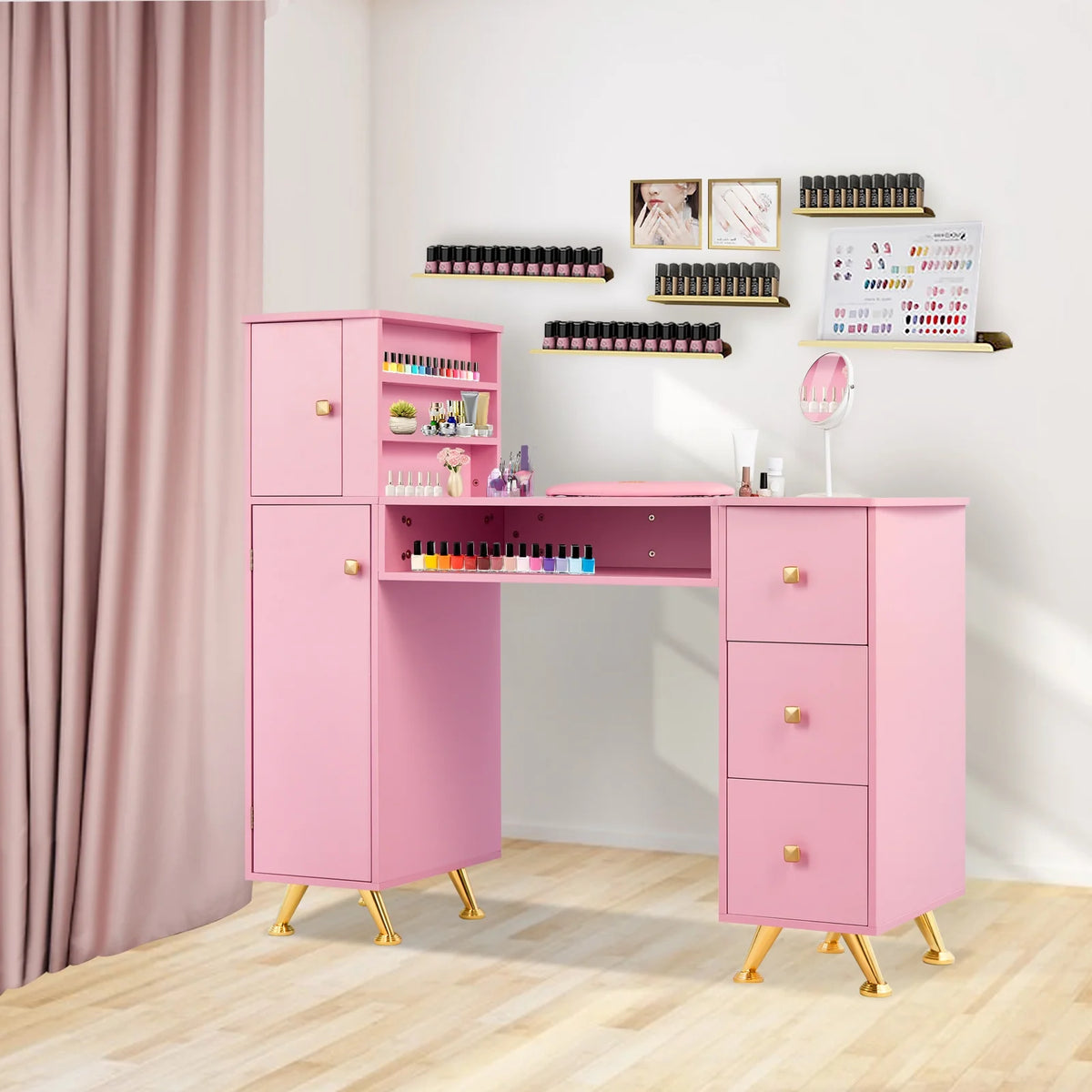 Pink Manicure Table with Wrist Rest Q269