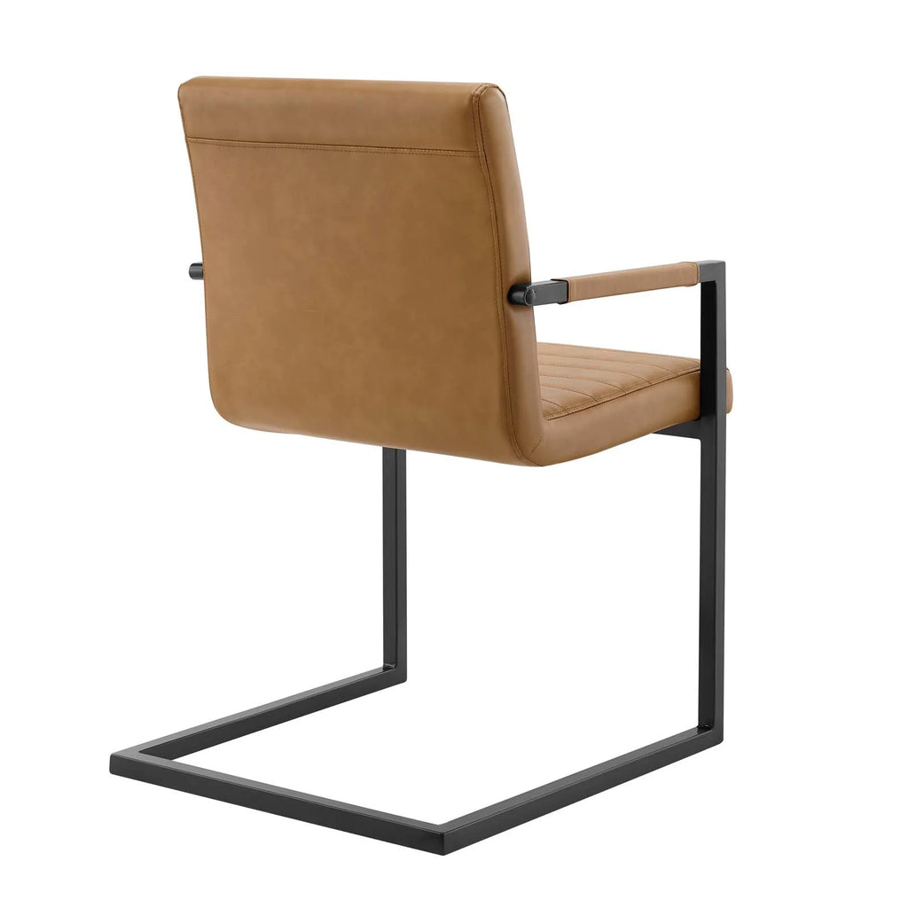 Tan Vegan Leather Dining Chairs, Set of 2 S725