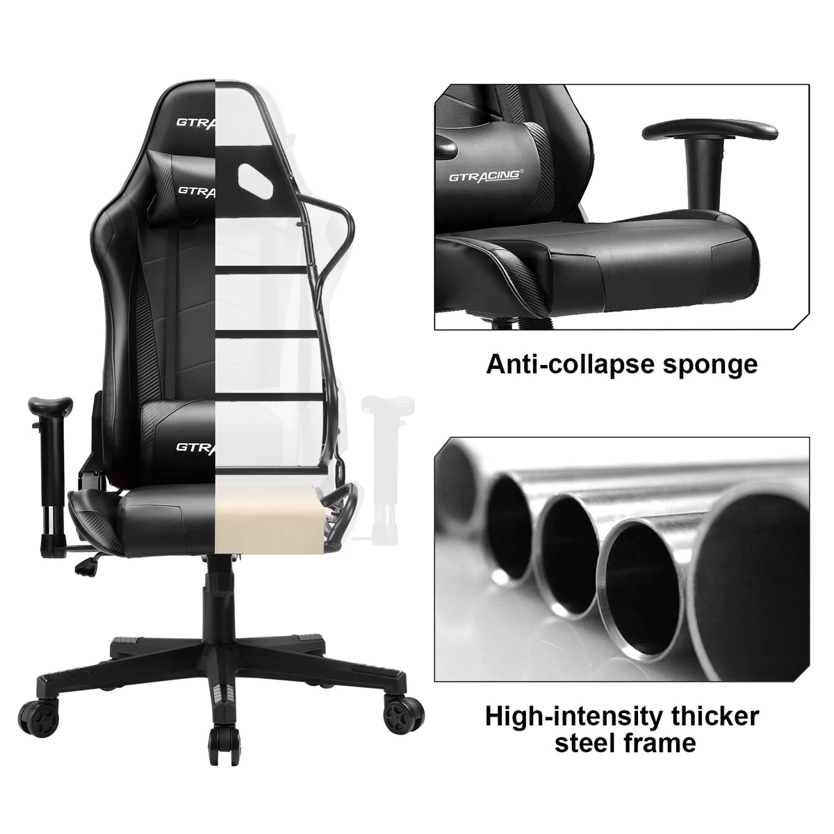 Black Ergonomic High Back Reclining Gaming Chair B8440