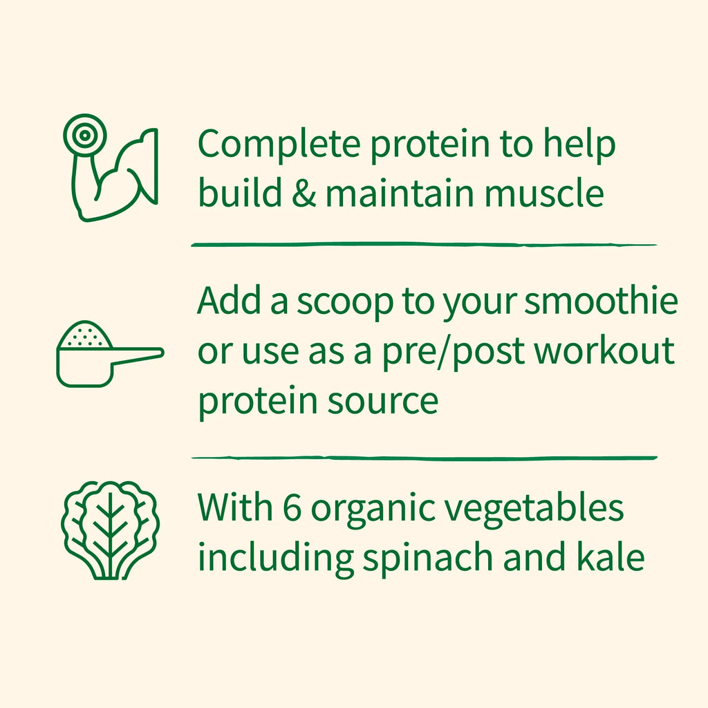 Organic Plant Protein & Greens Powder Vanilla Shake 20g Protein 1.1lb U1762