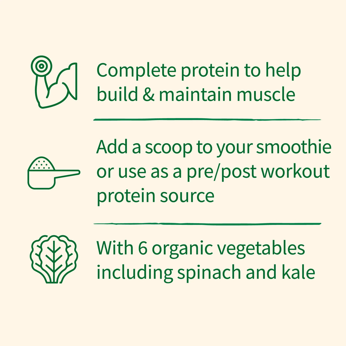 Organic Plant Protein & Greens Powder Vanilla Shake 20g Protein 1.1lb U1762