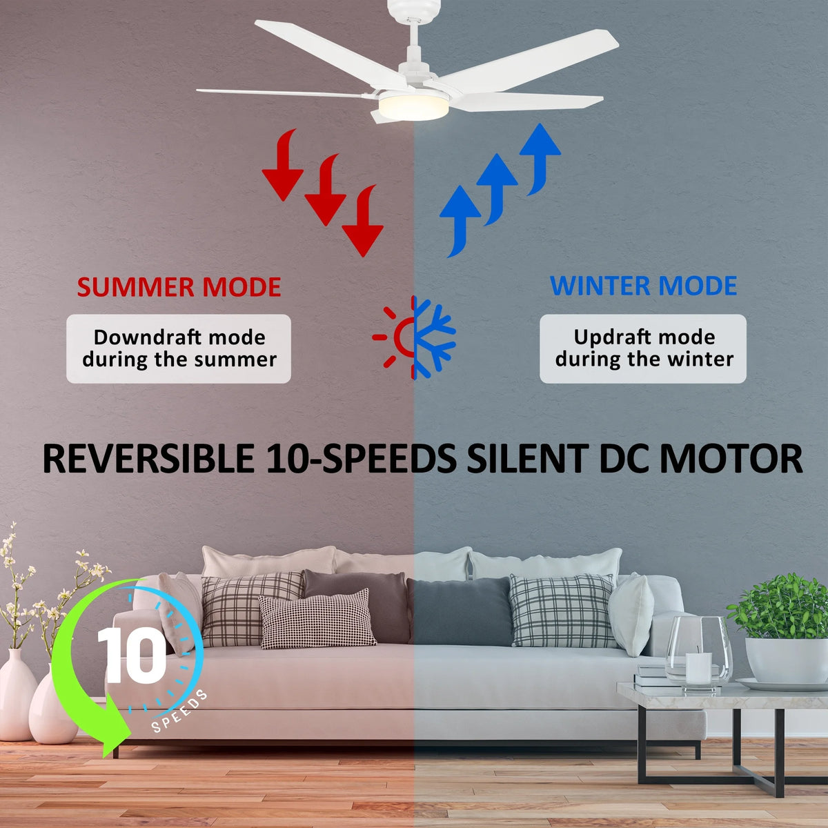 52-inch Indoor/Outdoor Smart Ceiling Fan with LED Light Kit & Remote D455