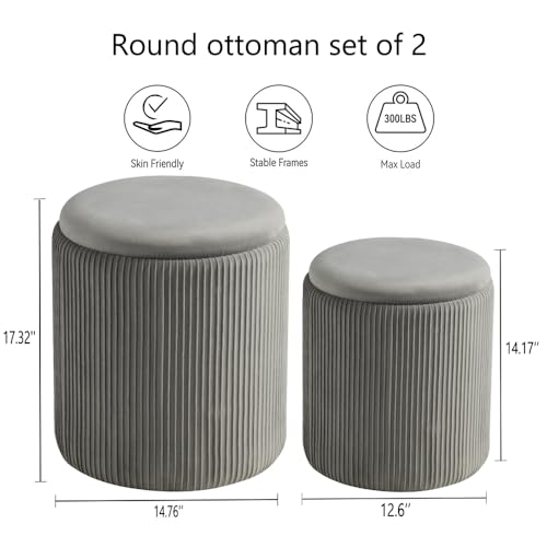 Set of 2 Upholstered Velvet Ottoman with Storage O80093