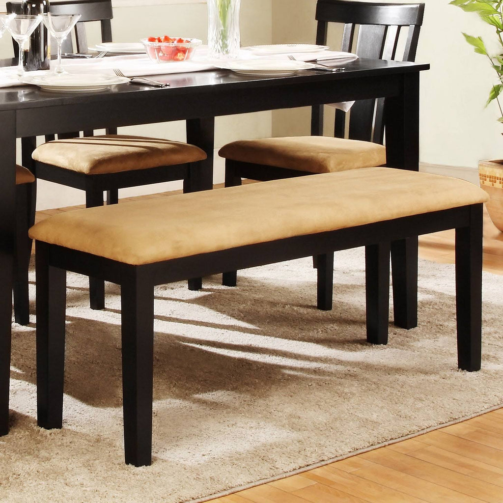 Goldtone Microfiber Black Wood Base Gold Bench F8650