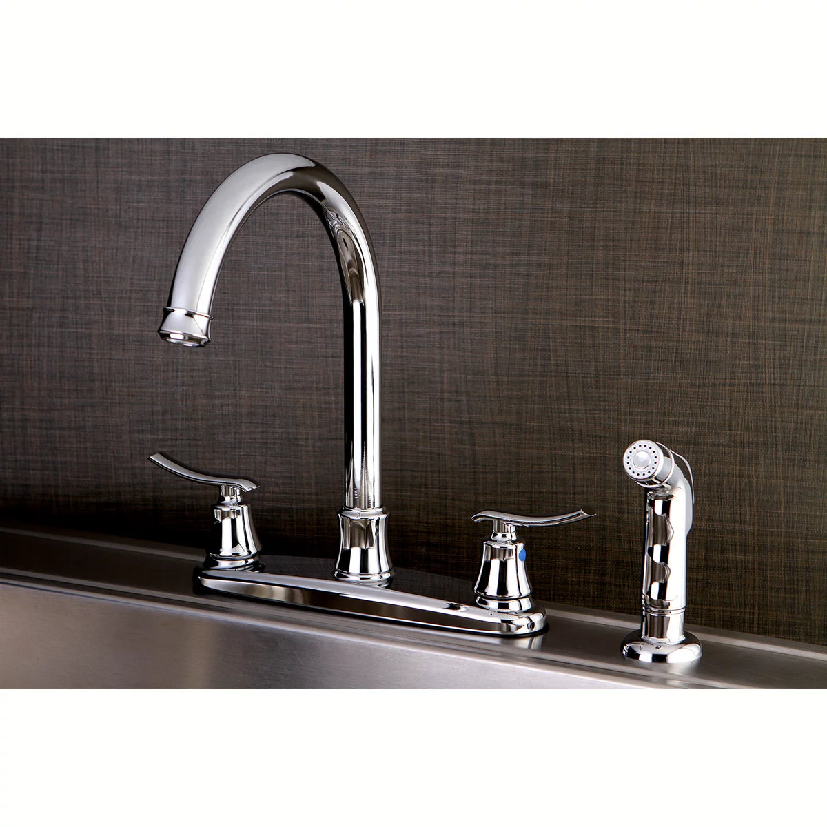 8-Inch Centerset Kitchen Faucet with Sprayer, Polished Chrome V1275