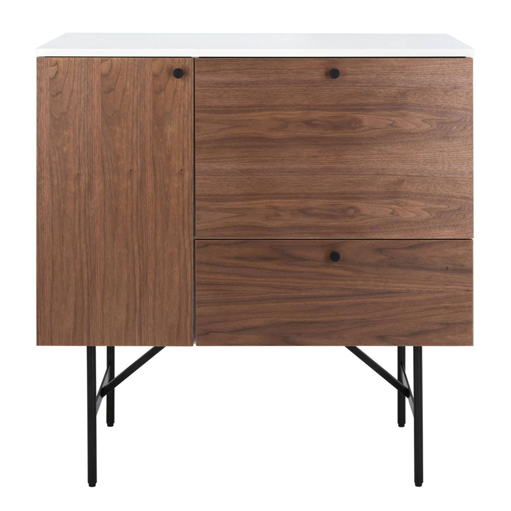 Walnut White Black Wood Chest H462796