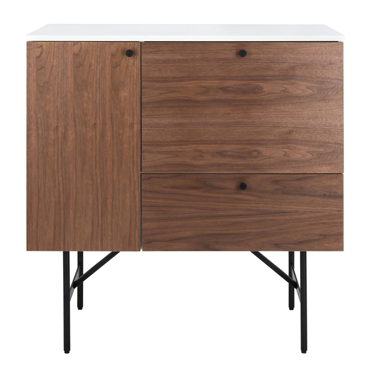 Walnut White Black Wood Chest H462796