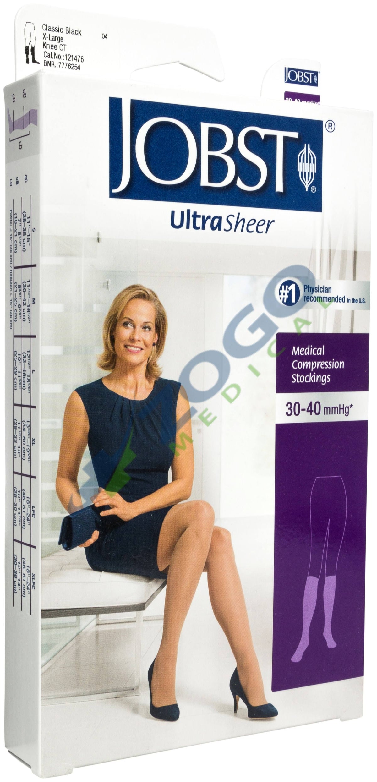 Ultrasheer 30-40 mmHg Knee High Closed Toe Large Full Calf I29254