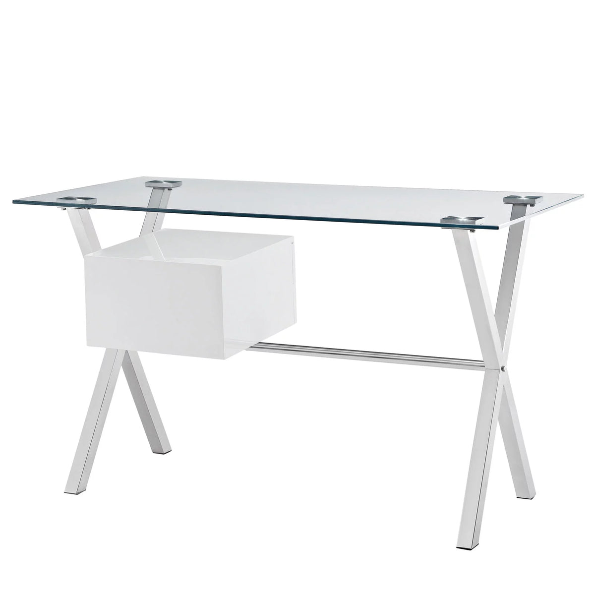 Glass Top Office Desk in White T22487