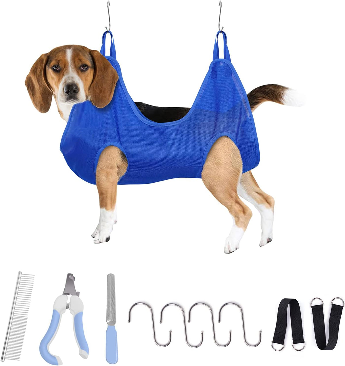 Pet Grooming Hammock, Blue O798460