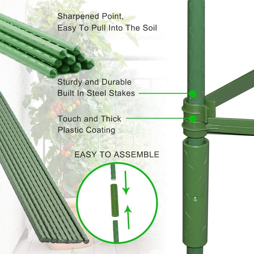 Tomato Cages Plant Supports with 9Pcs Clips Pack of 2 W981457