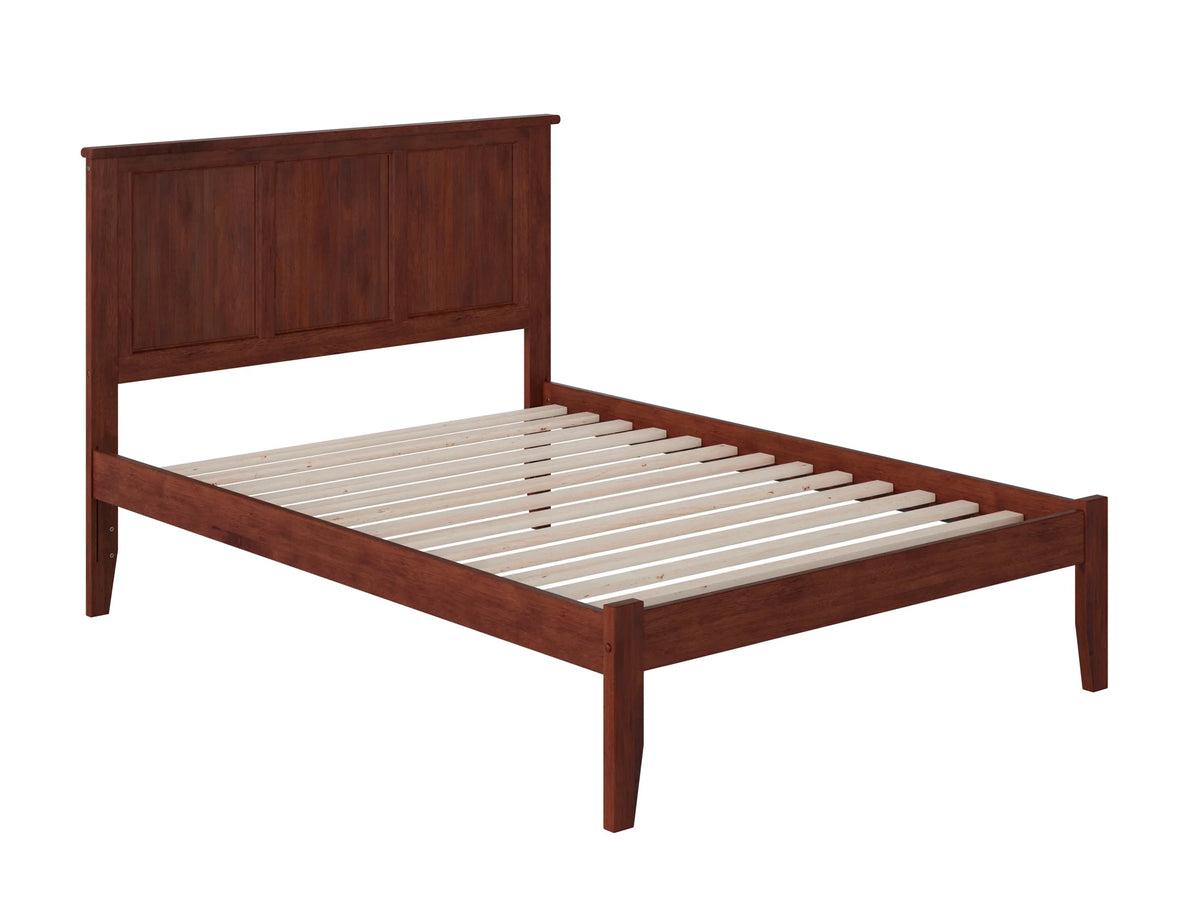 Walnut Full Solid Wood Platform Bed with Panel Headboard K408