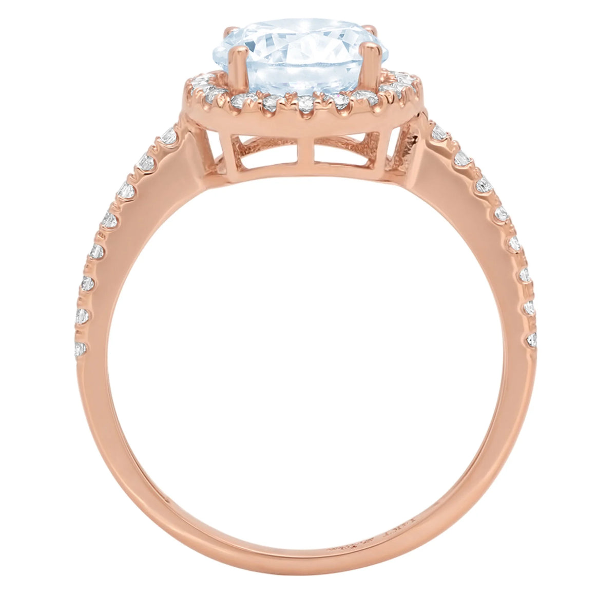1.86ct Round Cut Blue Simulated Diamond 18k Rose Gold Halo Ring Size 3.75 W636
