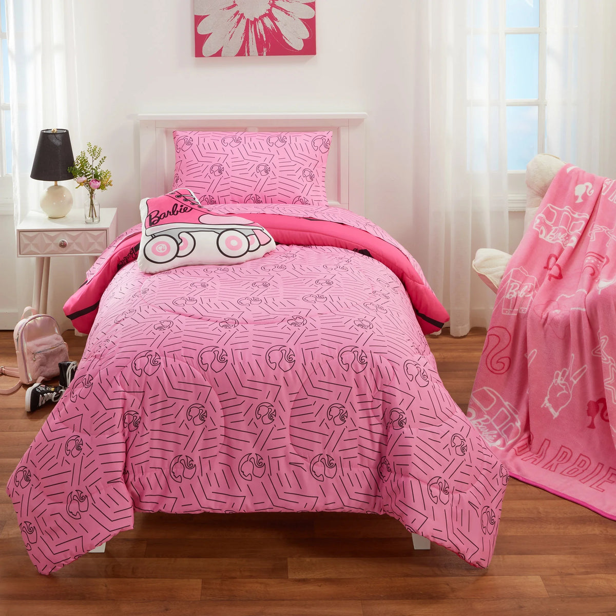 Pink Chevron Microfiber Twin Full Comforter Set E57120