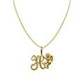 14K Yellow Gold Cherub Initial Pendant Necklace with 16" Chain W511