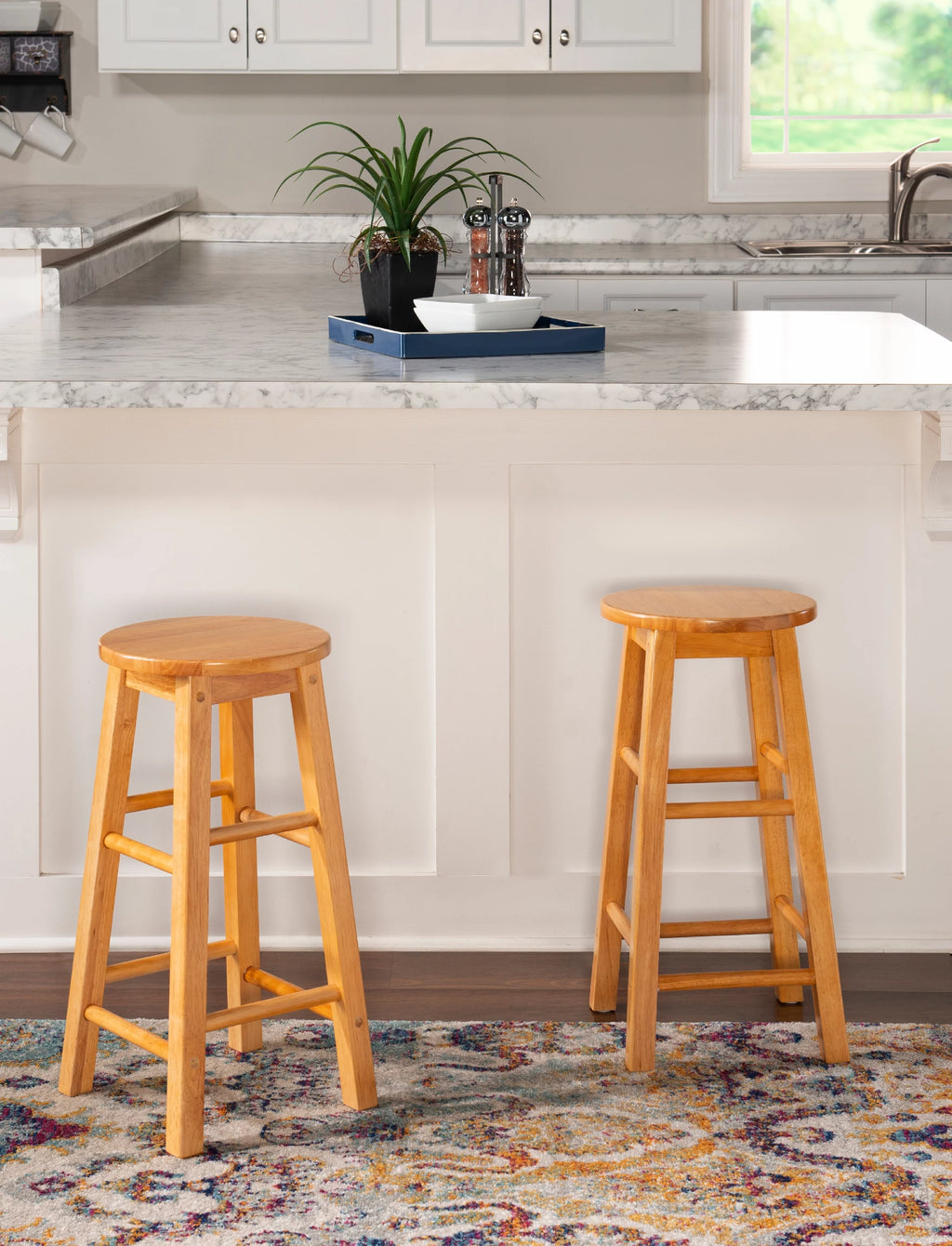24" Round Solid Wood Counter Stool S666
