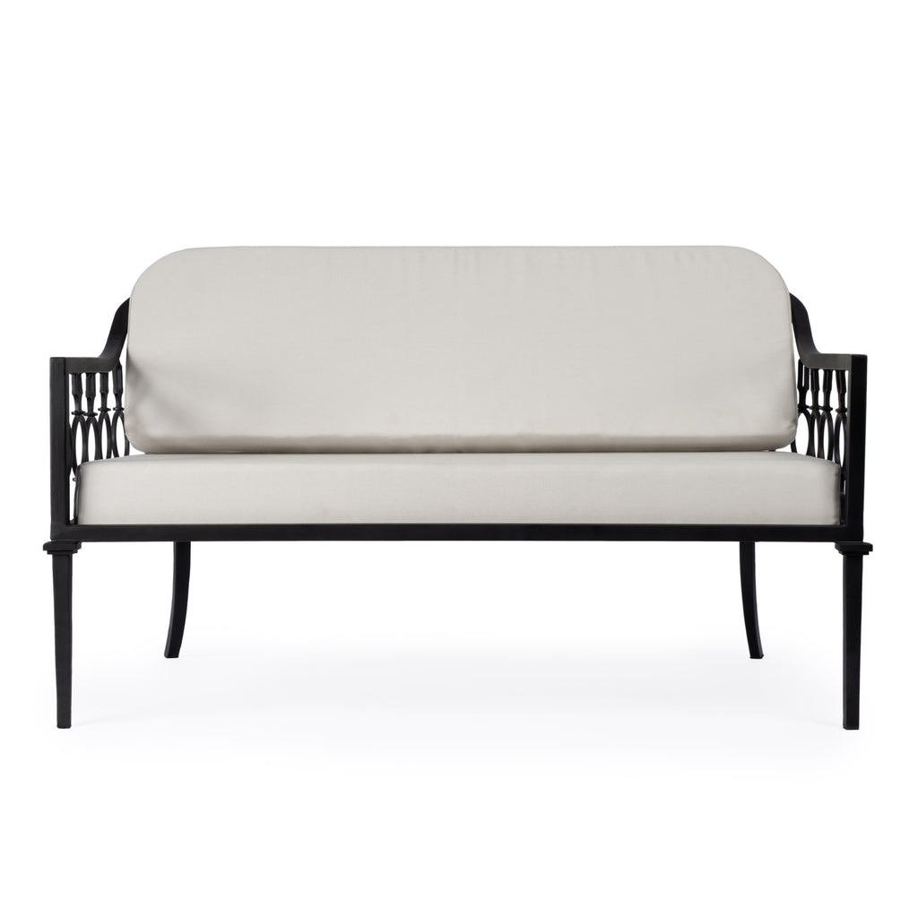 Black Iron Upholstered Outdoor Loveseat T46198