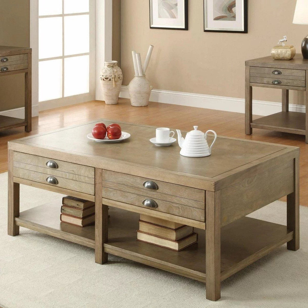 Light Oak 2-Drawer Coffee Table P7091