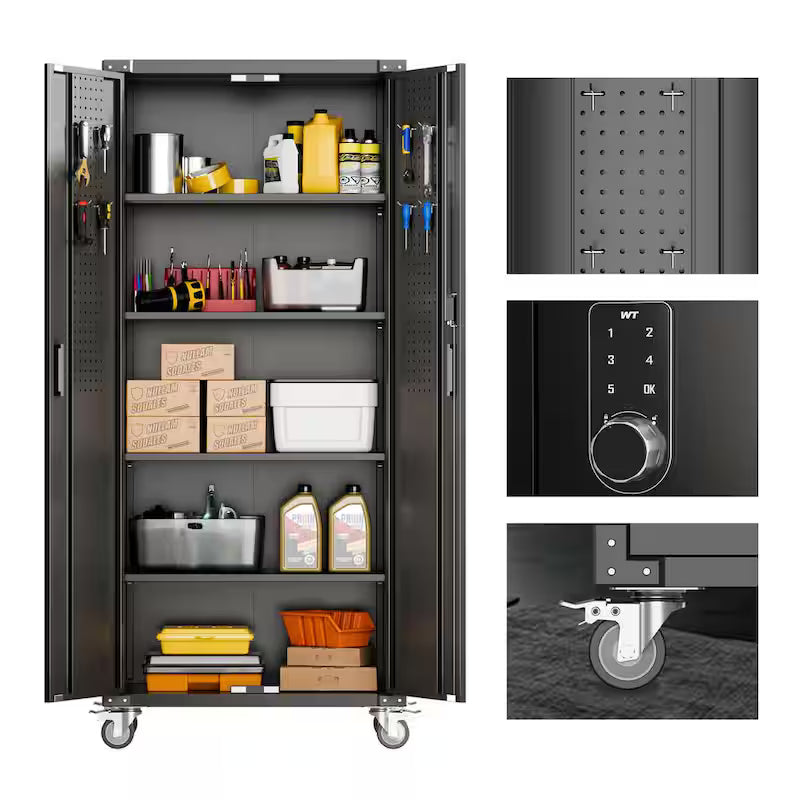 Black Metal Storage Cabinet with Combination Locks P348