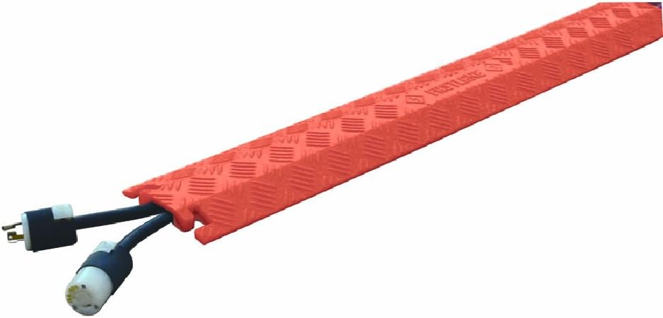 Orange Polyurethane 1 Channel Drop Over Cable Protectors with L-Shaped Connectors, 36" Length, 5.25" Width, 0.75" Height, Pack of 2 N4366