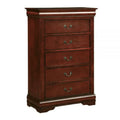 Cherry Brown 5 Drawers Pine Wood Dresser Chest T5827