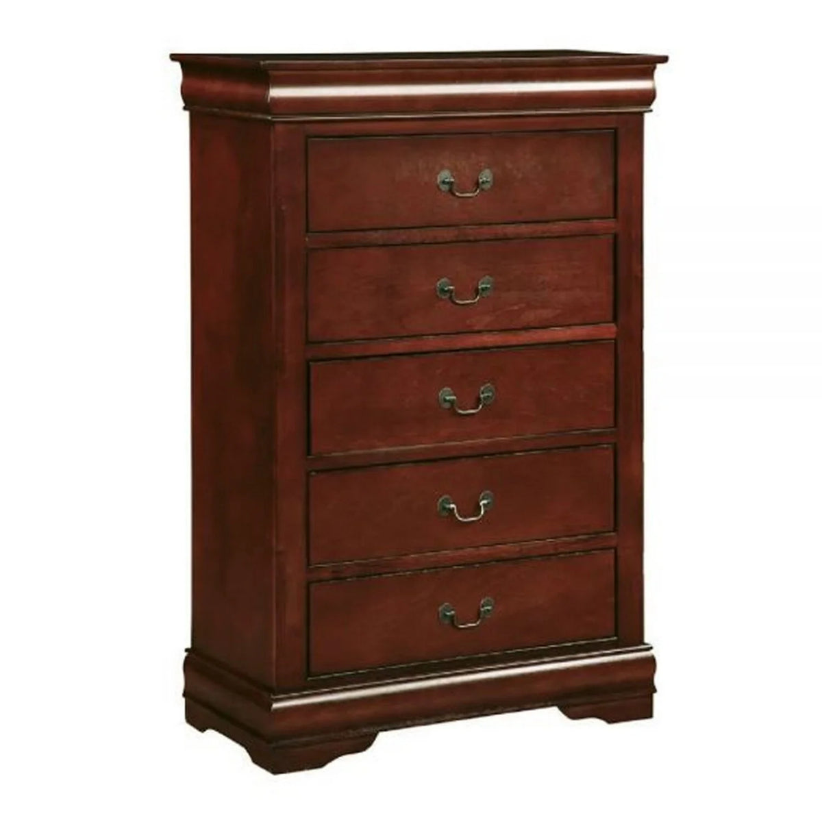 Cherry Brown 5 Drawers Pine Wood Dresser Chest T5827