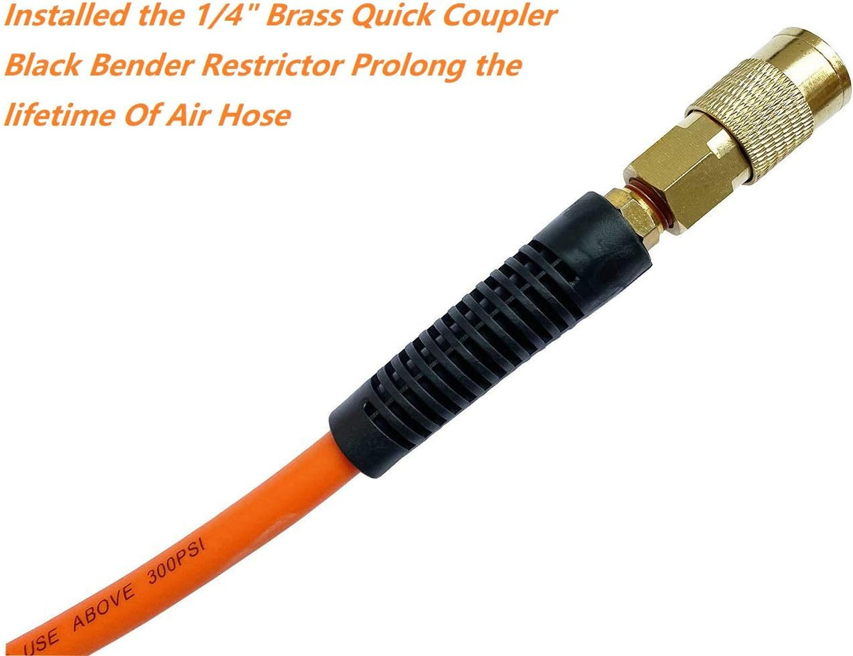 Orange 3/8”ID x 100ft 300PSI Air Compressor Hose with 1/4” Brass Coupler, Pack of 2 X42959