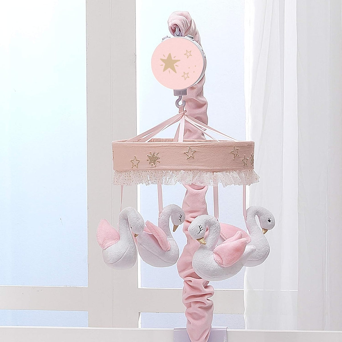 Pink/White Musical Baby Crib Mobile H56003