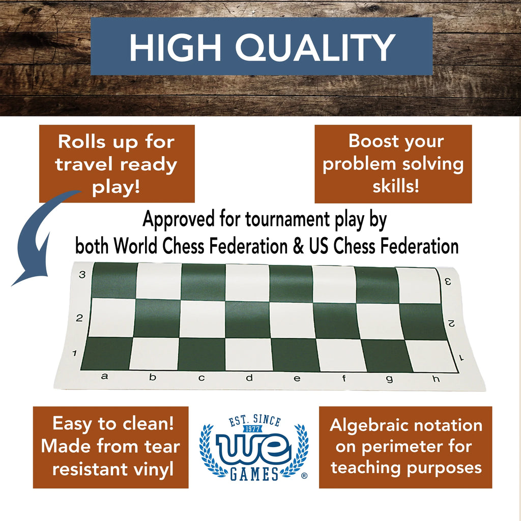 Complete Tournament Chess Set with Roll-up Board and Canvas Bag M2843