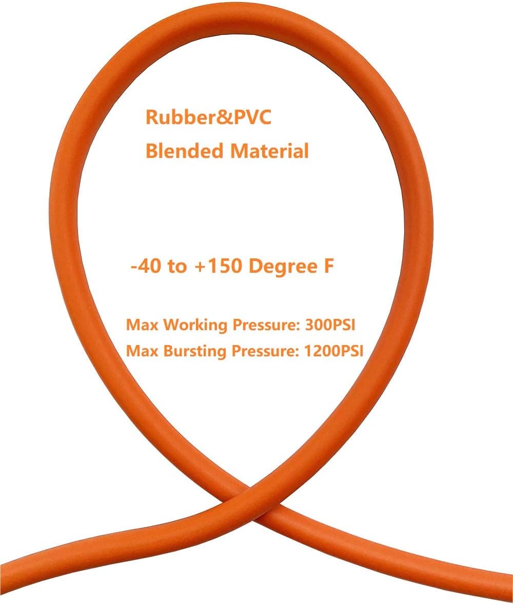 Orange 3/8”ID x 100ft 300PSI Air Compressor Hose with 1/4” Brass Coupler, Pack of 2 X42959