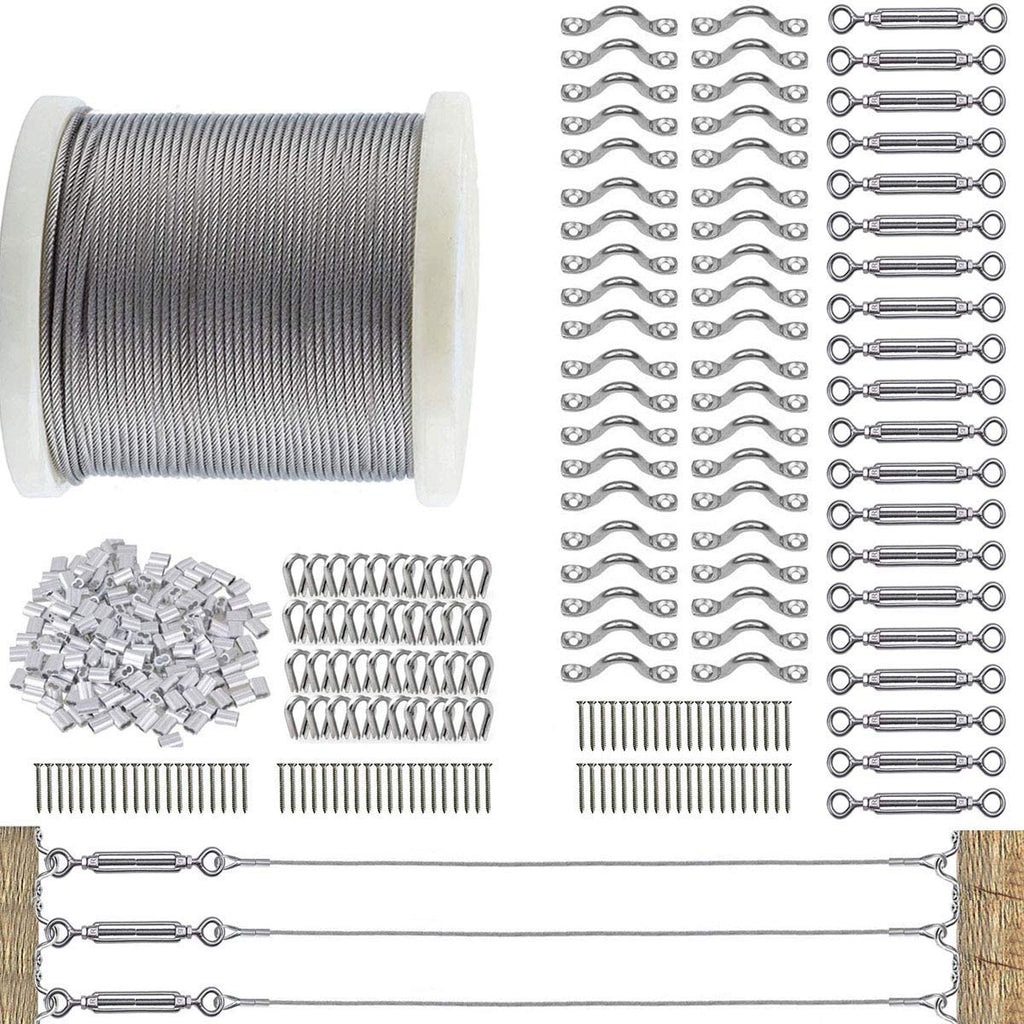 Stainless Steel 1/8 Cable Railing Kit with 100ft Wire Rope and Turnbuckles, Pack of 2 D45158