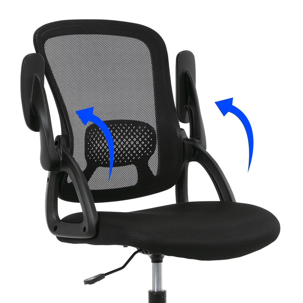 Black Fabric Ergonomic Mesh Back Office Chair with Flip-up Arms N531